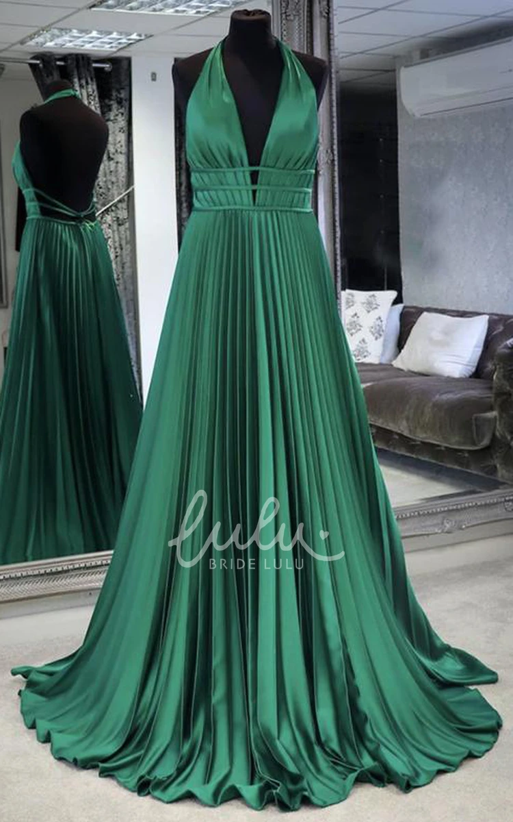 Sleeveless Satin A-Line Evening Dress with Open Back Casual Formal Dress