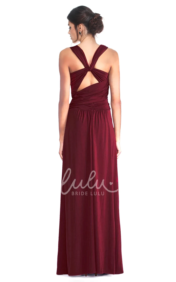 V-Neck Sleeveless Draped Chiffon Bridesmaid Dress Flowy Bridesmaid Dress