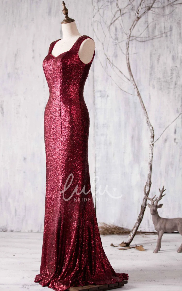 Wine Sequin Bridesmaid Dress for Women 2024