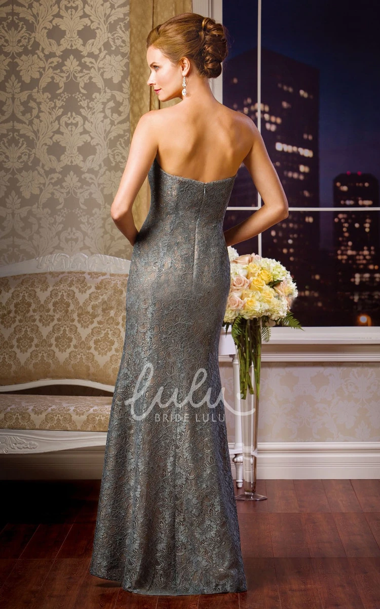 Lace Strapless Gown with Jacket Style Sleeves Unique Prom Dress