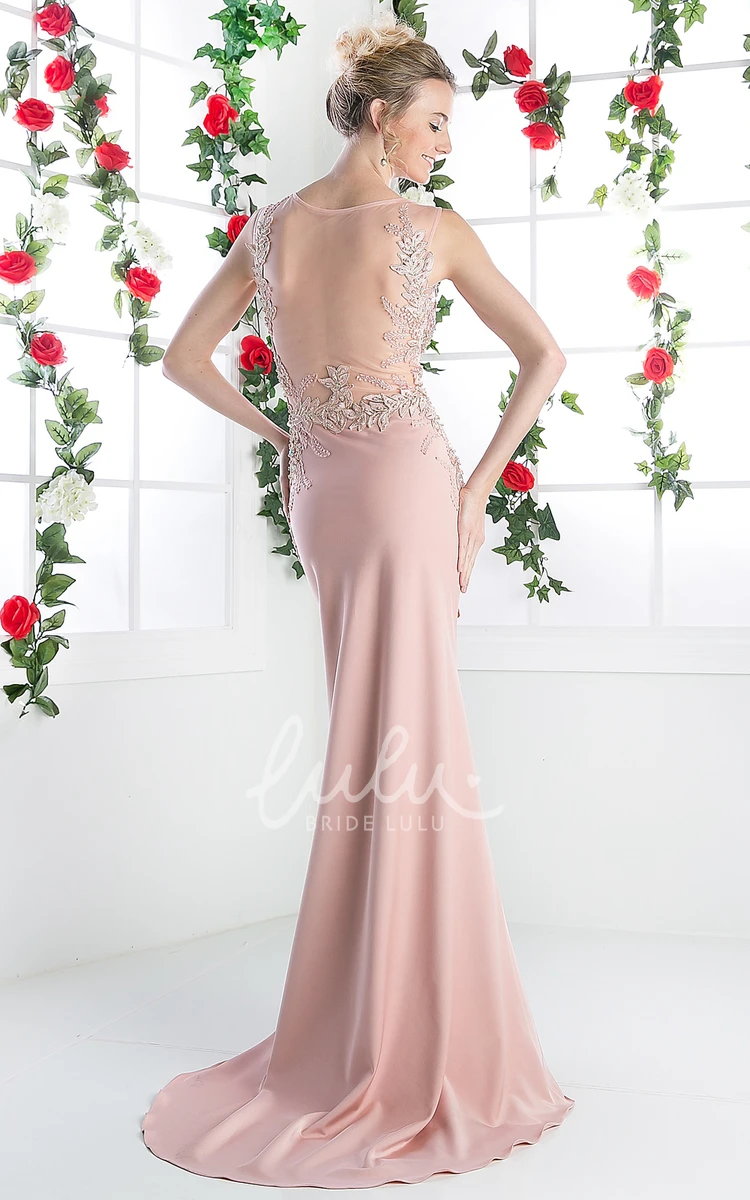 Jewel-Neck Sleeveless Sheath Dress with Appliques Bridesmaid Dress 2024