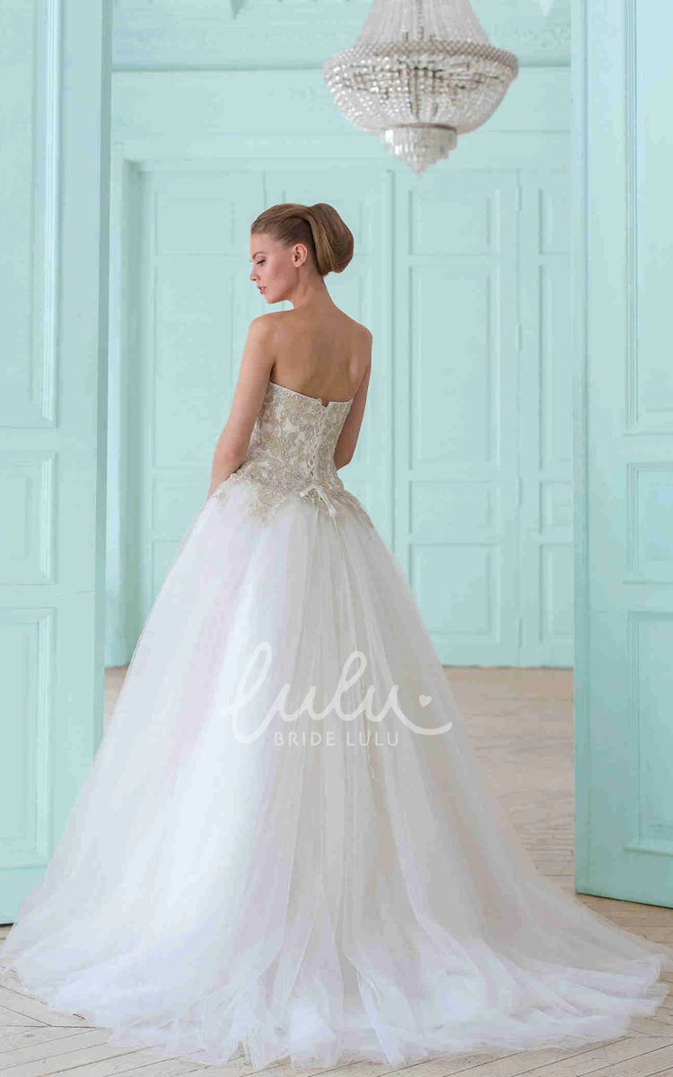 Tulle Wedding Dress with Beading and Corset Back Ball Gown Sweetheart Long