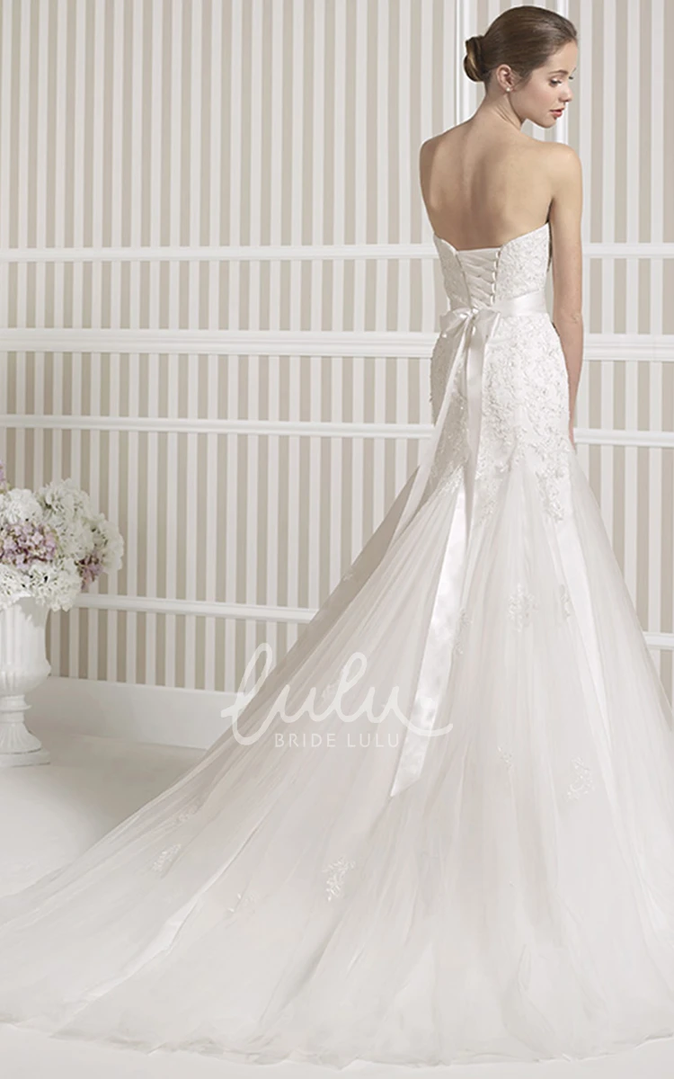 Beaded Sweetheart Mermaid Wedding Dress with Tulle and Flowers