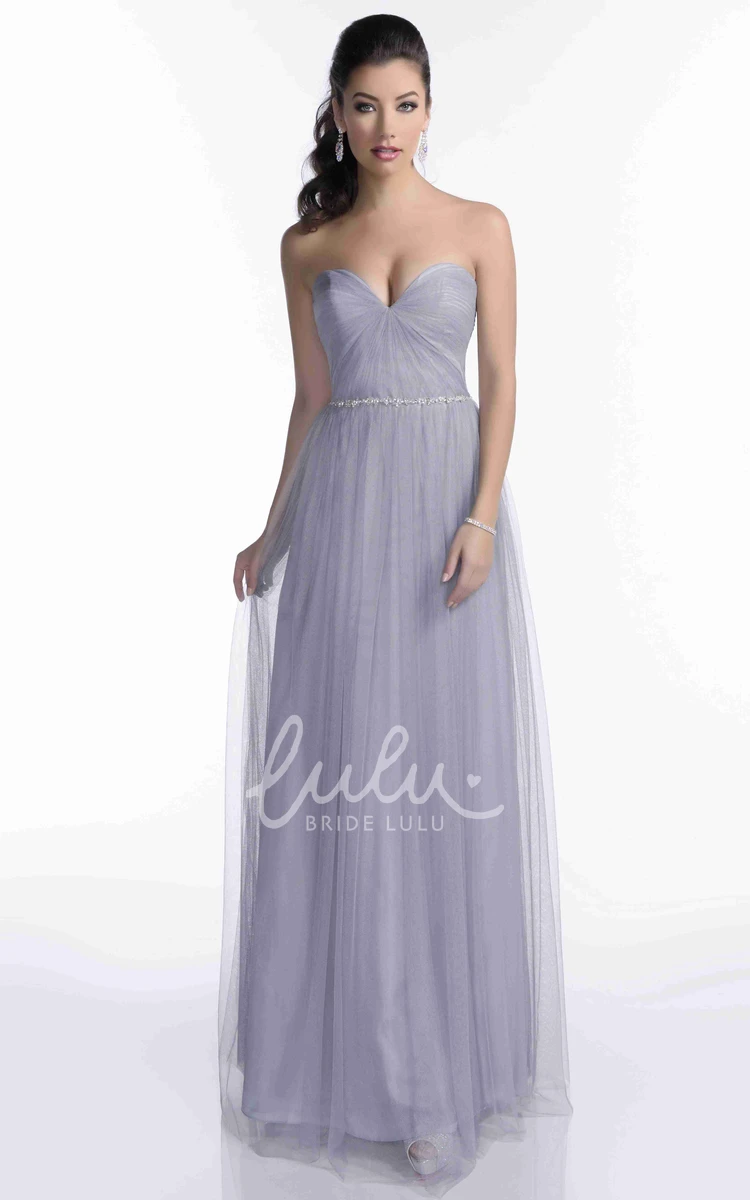 Sweetheart Tulle A-Line Bridesmaid Dress with Beaded Waist Elegant Bridesmaid Dress