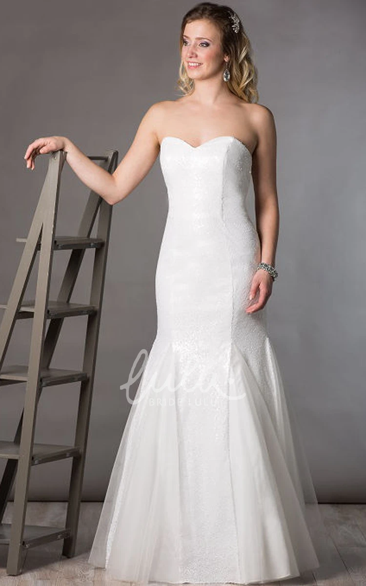 Sequined Mermaid Wedding Dress with Sweetheart Neckline and Tulle Skirt