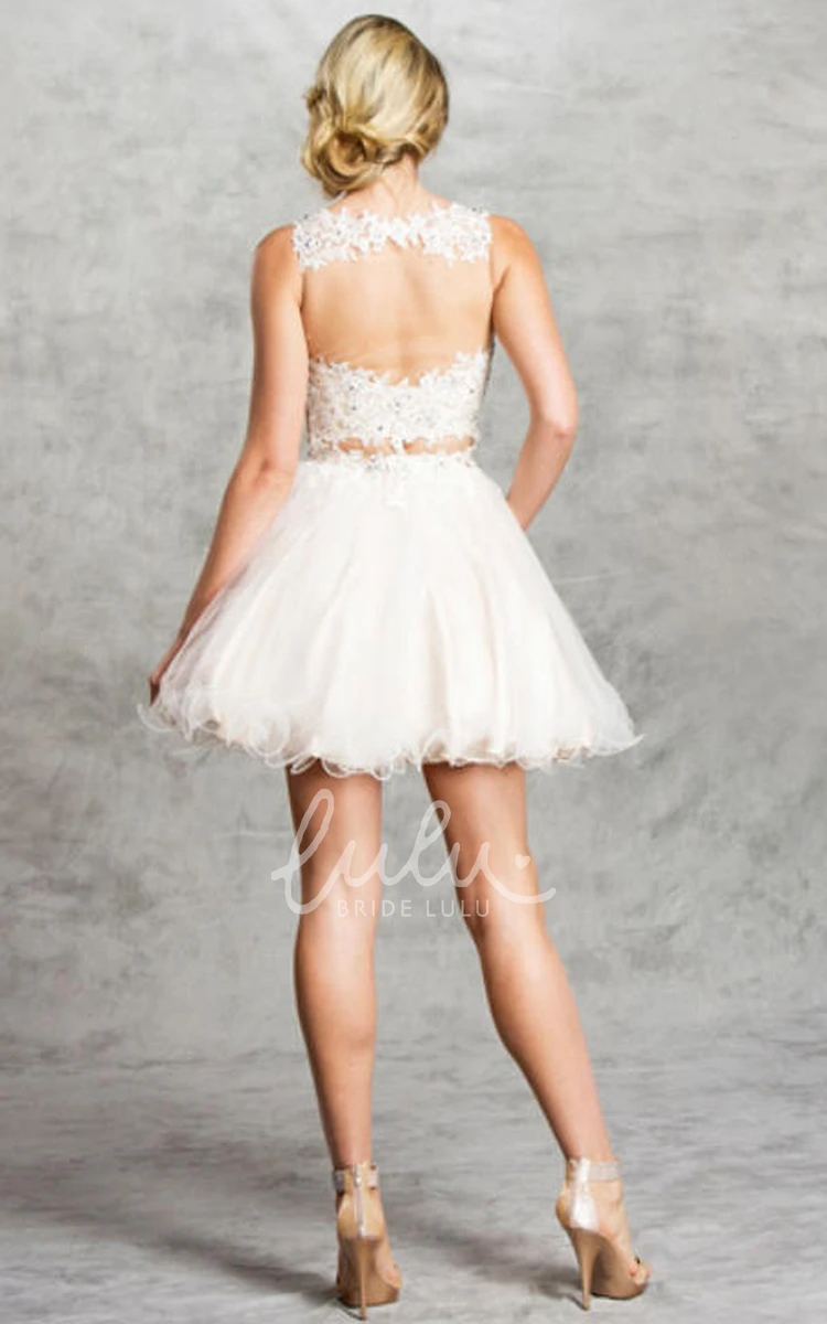 Illusion Applique Two-Piece A-Line Homecoming Dress