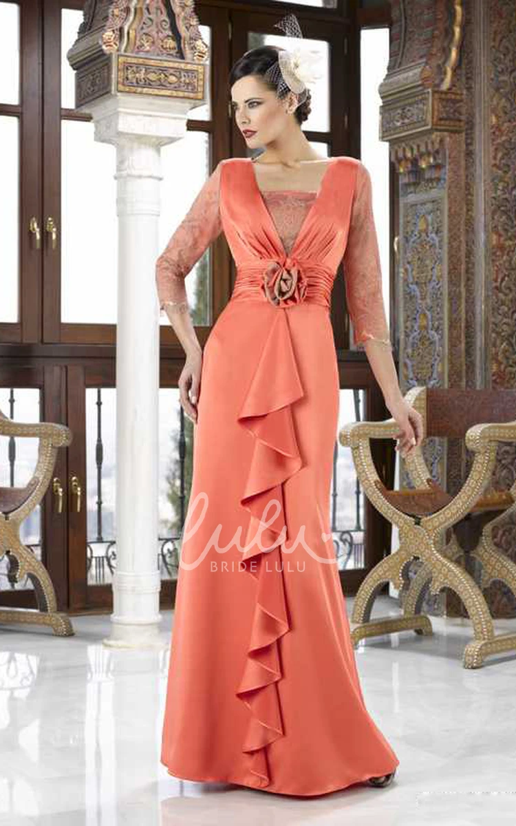 Chiffon Square Neck Mother Of The Bride Dress with Appliques Maxi Length