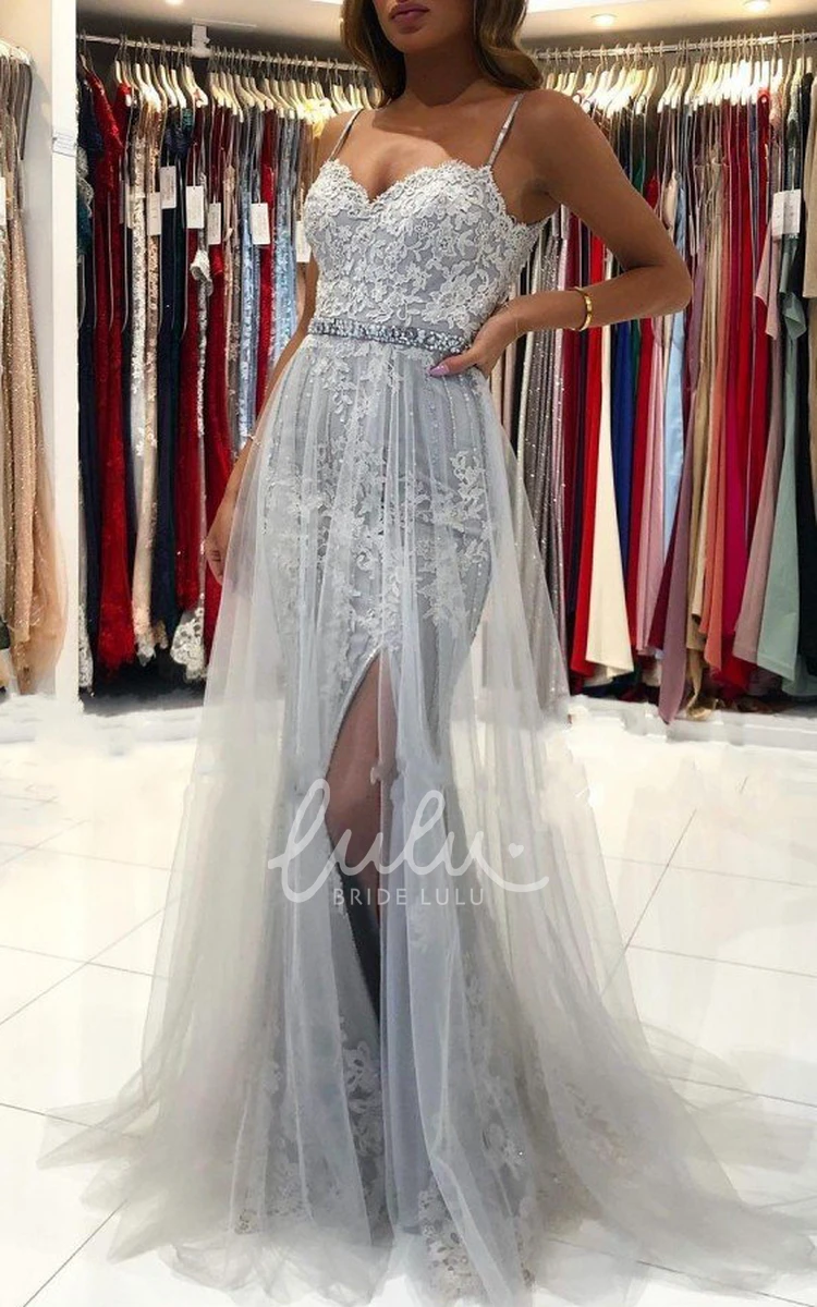 Spaghetti Lace A-Line Formal Dress with Appliques Simple & Floor-Length