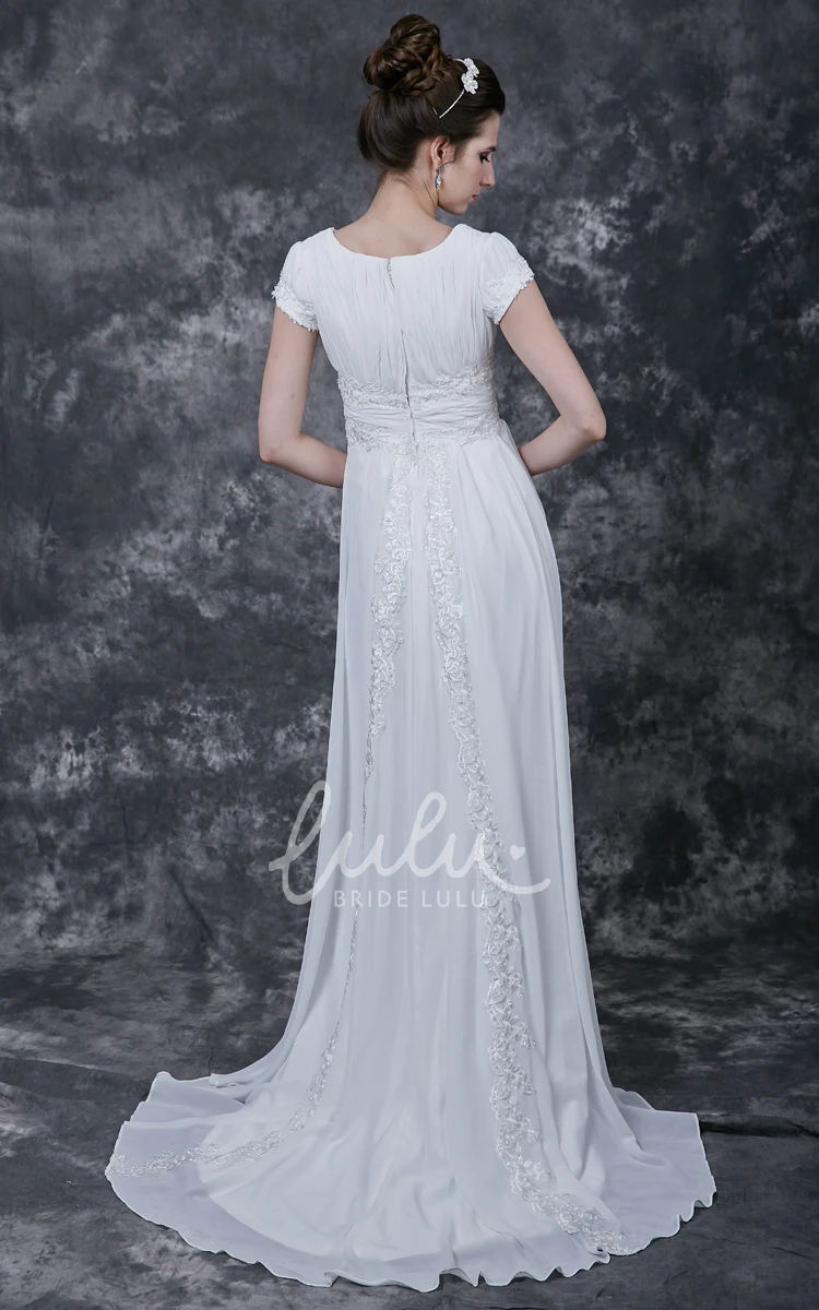 Lightweight Chiffon Ruched Wedding Dress with Simple Top