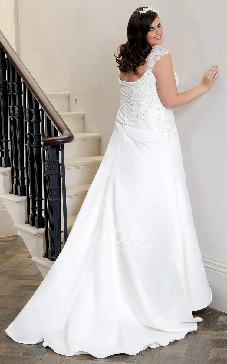 A-Line Lace Caped-Sleeve Wedding Dress with Corset Back