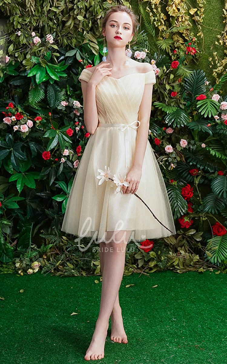Modest Adorable Short A-Line V-Neck Tulle Homecoming Dress with Ruching Cute Sleeveless Party Prom Dress