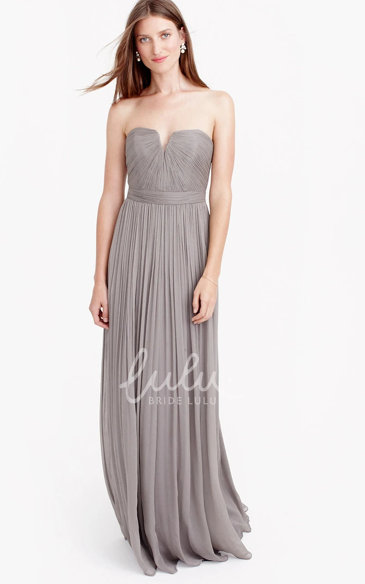 Sheath Chiffon Bridesmaid Dress Sleeveless Floor-Length Ruched Pleated