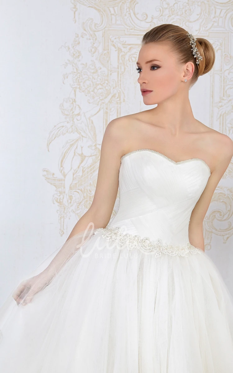 Waist Jewellery Ruched Sweetheart Sleeveless Tulle Ball Gown Wedding Dress