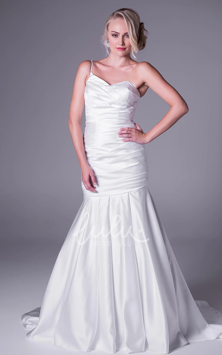 Satin Trumpet Wedding Dress with Straps and Criss Cross Back