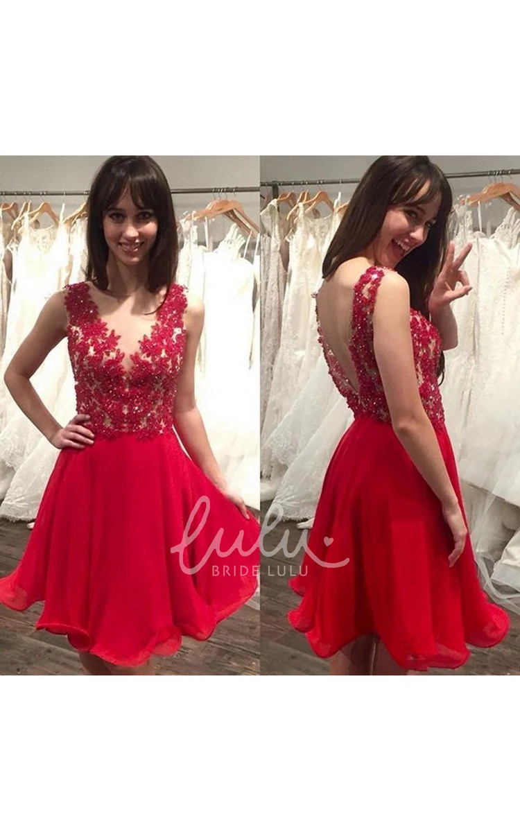 Rhinestone A-Line Chiffon Prom Dress with Sexy Open Back