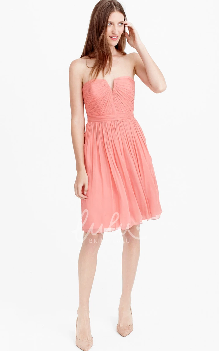 Knee-Length Ruched Chiffon Bridesmaid Dress Sleeveless Notched