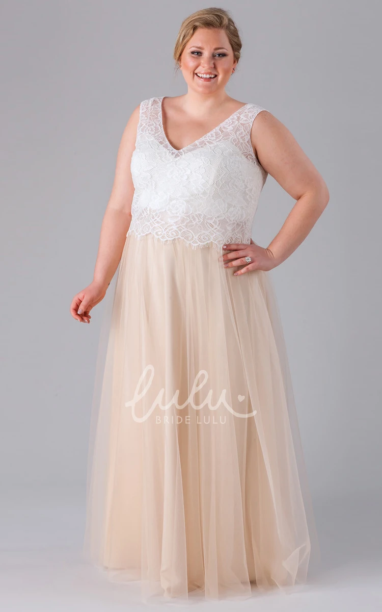 Lace V-Neck Tulle Bridesmaid Dress Sleeveless Elegant Women's Dress