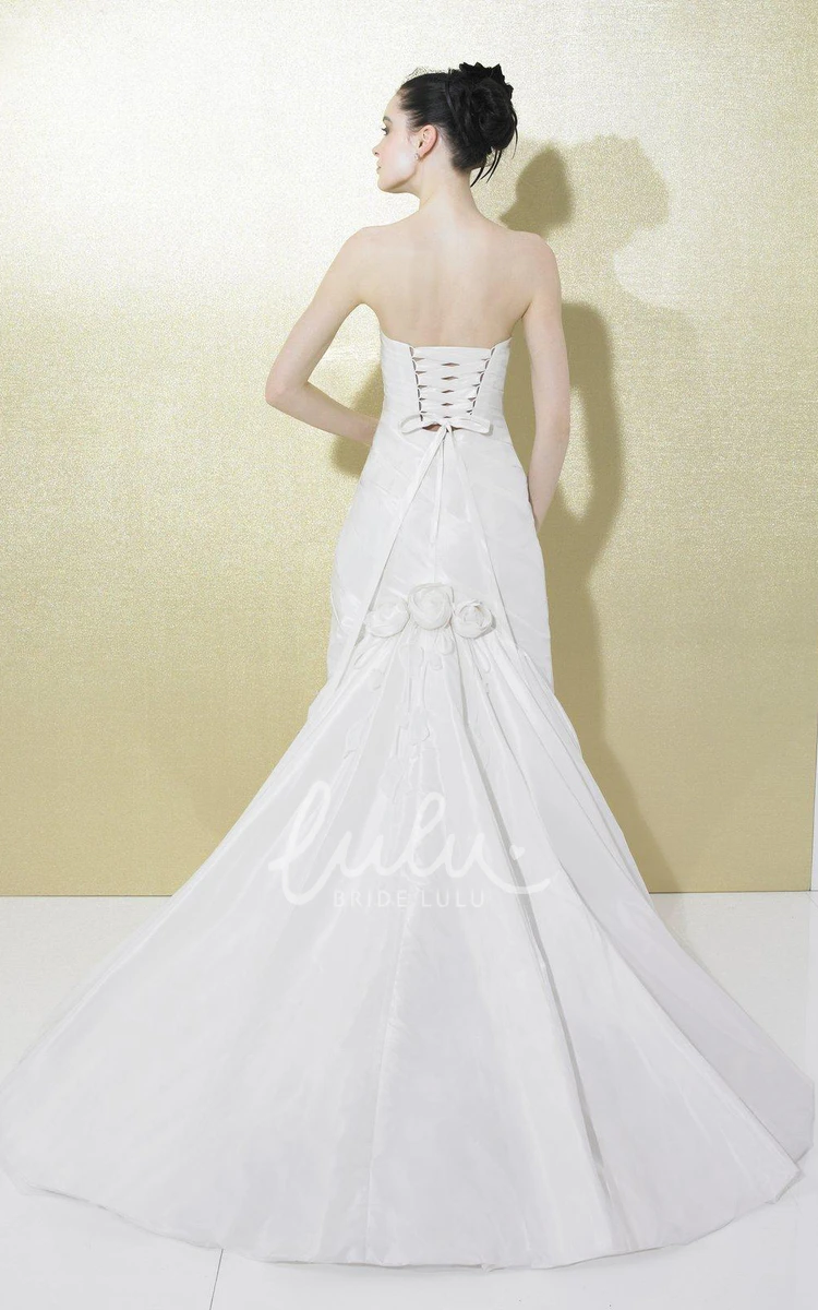 Taffeta Mermaid Wedding Dress with Ruching and Lace-Up Sweetheart