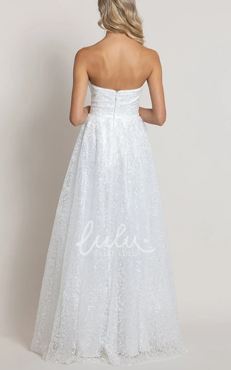 Casual Lace A Line Sweetheart Open Back Wedding Dress with Ruching