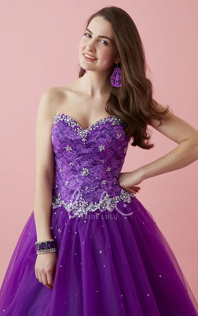 Lace-Up Ball Gown with Sweetheart Neckline and Beading Prom Dress