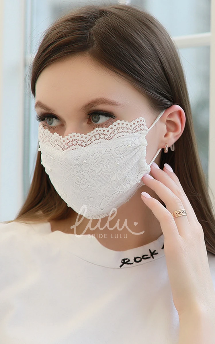 Non-Medical Pearl Lace Bridal Face Masks