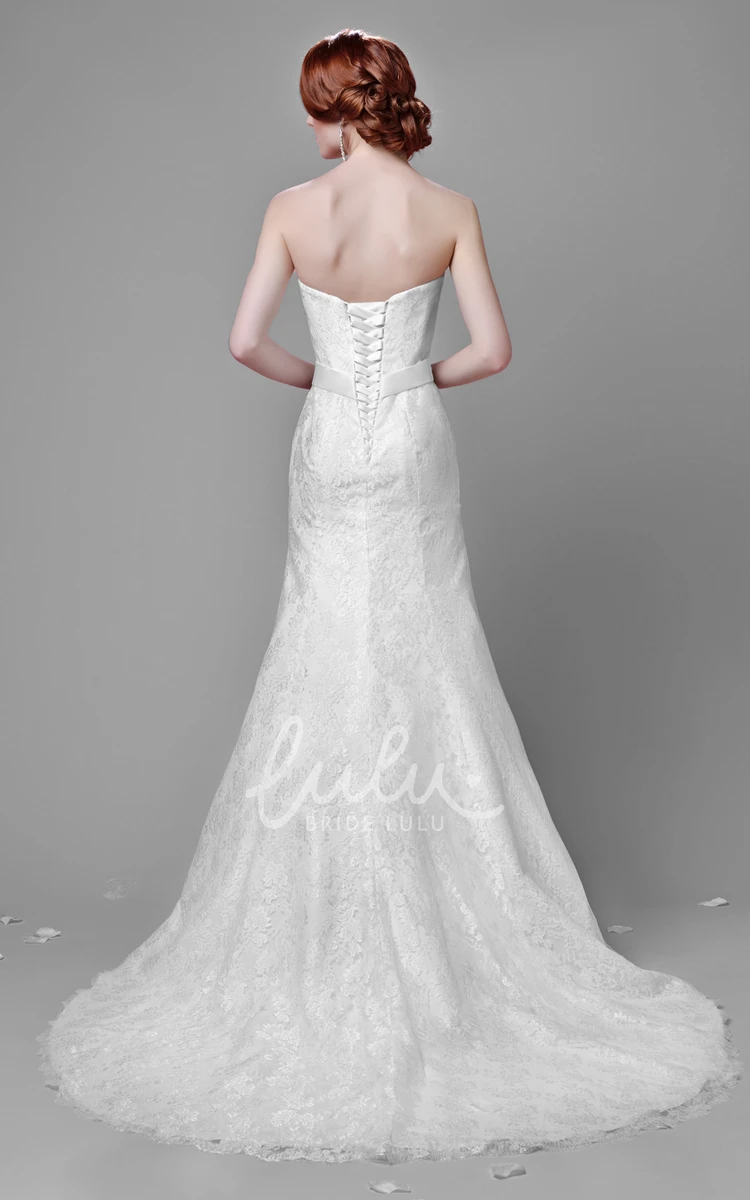 Trumpet Lace Sweetheart Wedding Dress with Beadwork Lace-Up Back Wedding Dress Modern