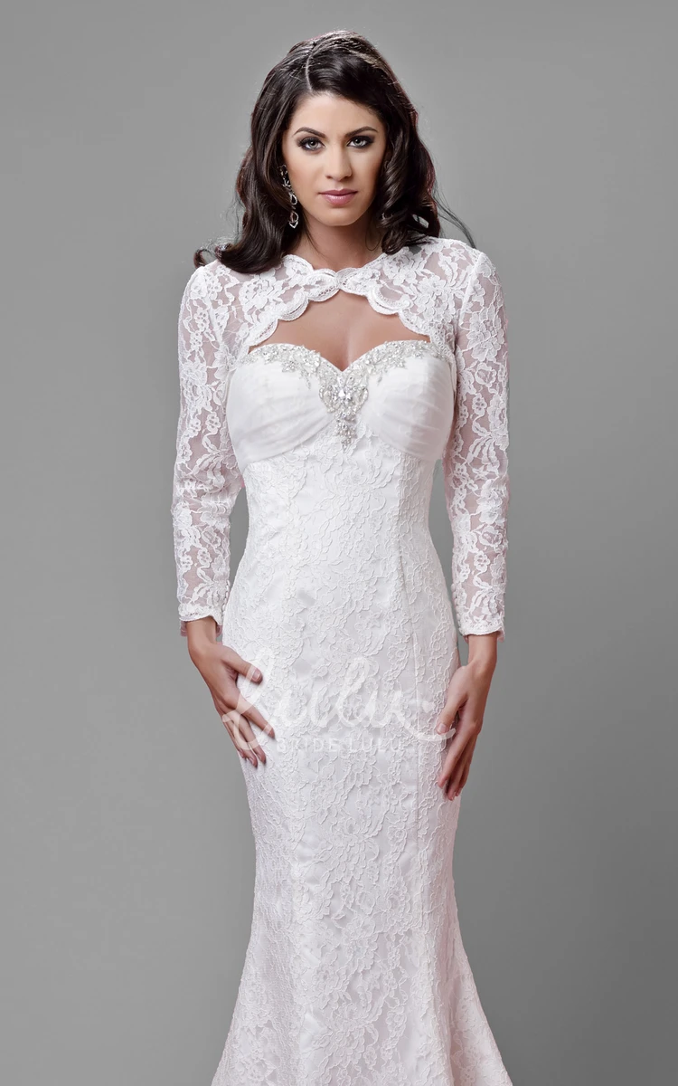 Mermaid Sweetheart Lace Wedding Dress Crystal Detailing Bridal Gown