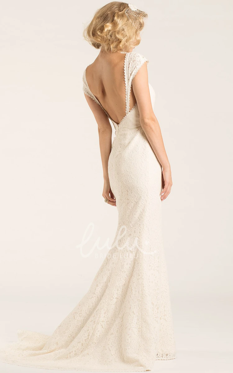 Queen-Anne Lace Sheath Wedding Dress Timeless Bridal Gown