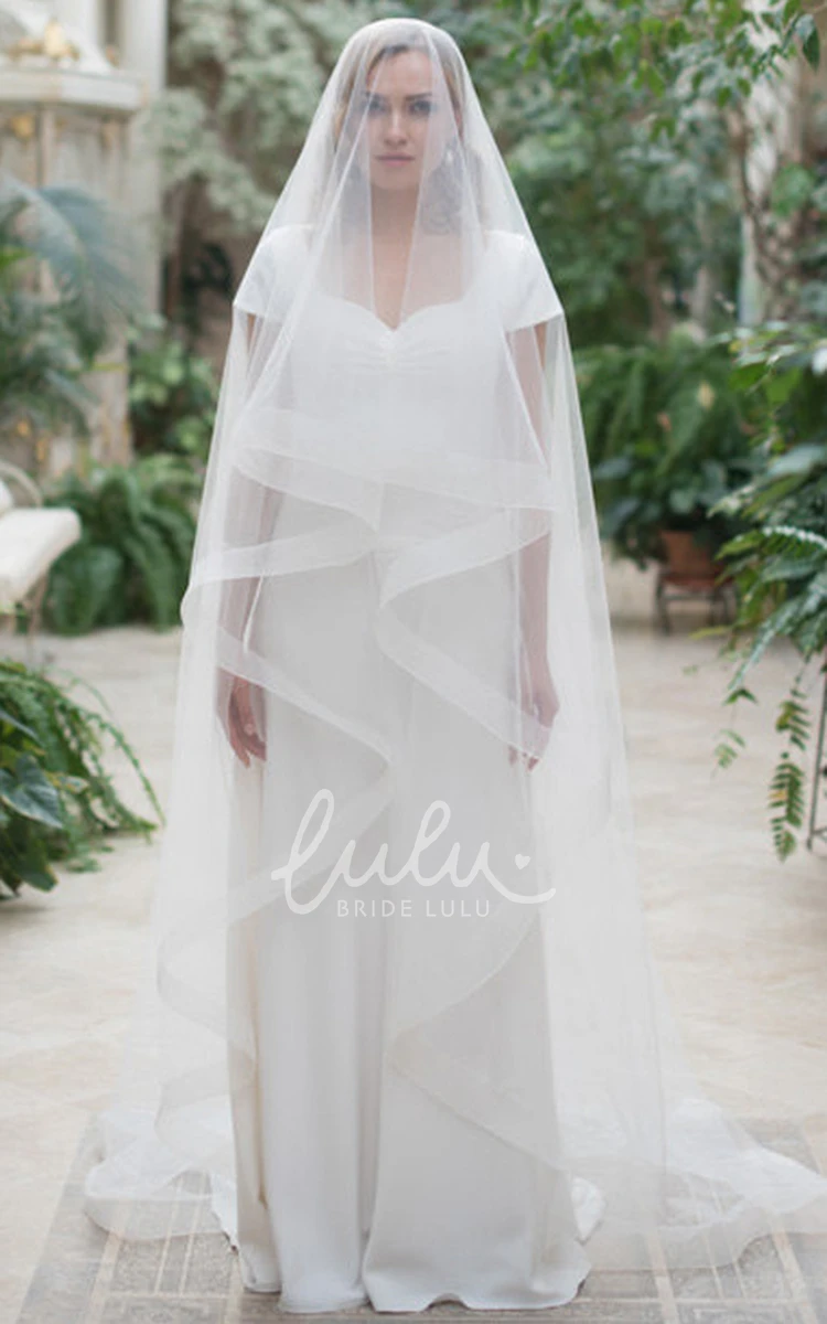 Soft Tulle Long Wedding Veil with Trailing