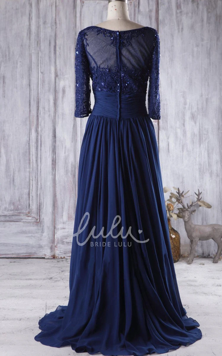 Floor-length Chiffon Tulle and Lace Dress with Sweetheart Neckline and Beading Formal Dress