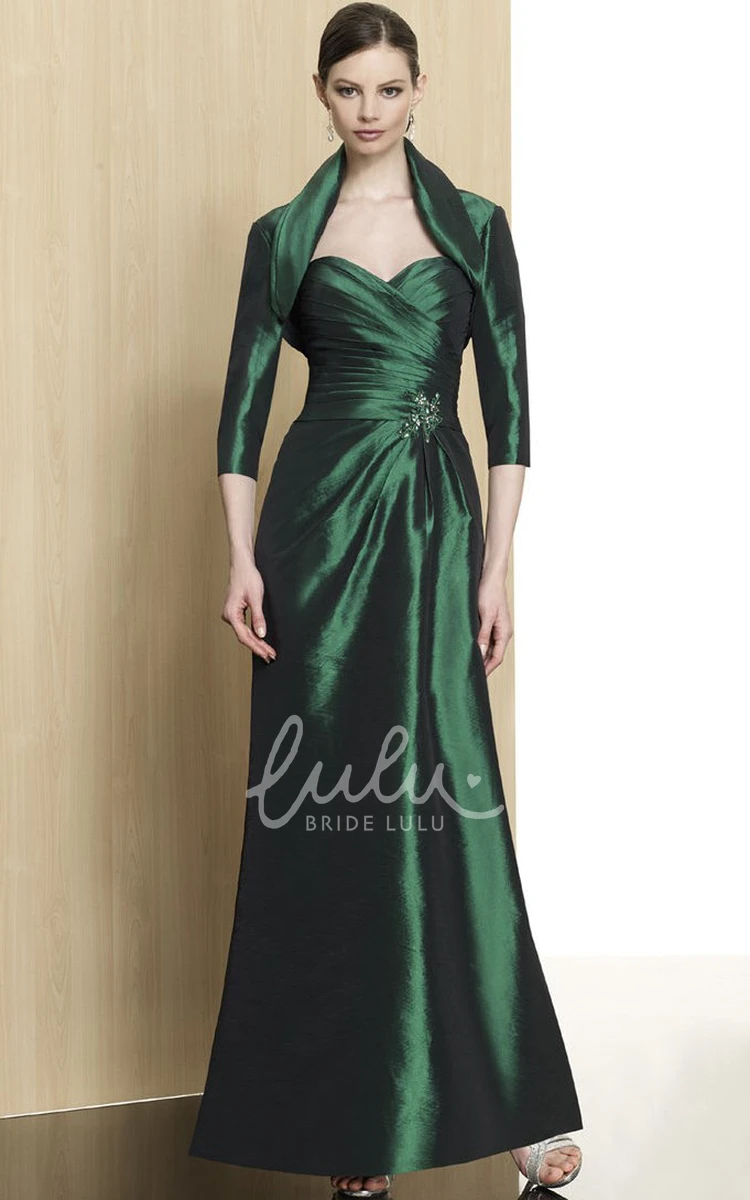 Ankle-Length Sweetheart Satin Sheath Bridesmaid Dress with Cape