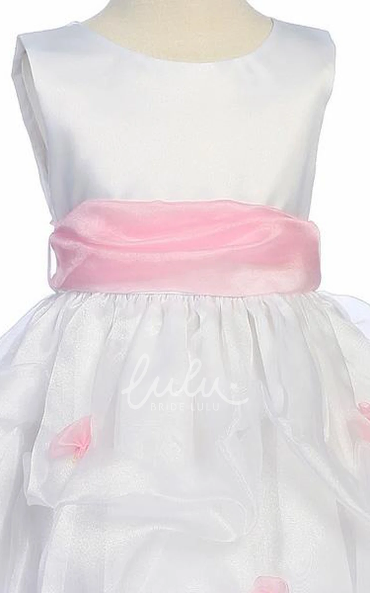 Ruched Organza and Satin Tea-Length Flower Girl Dress Classy Dress for Girls