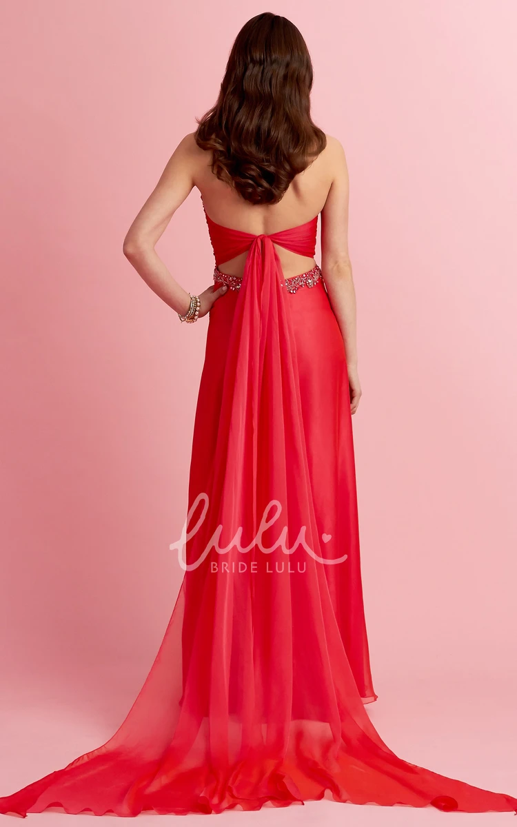 A-Line Backless Beaded Sweetheart Chiffon Maxi Dress