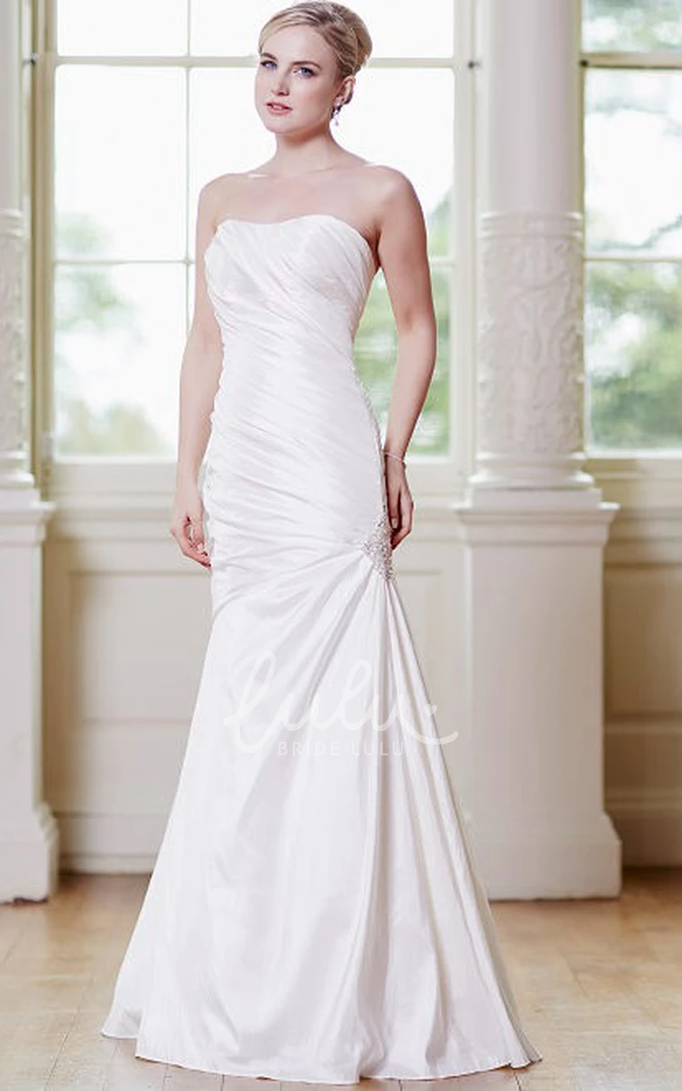 Taffeta Mermaid Lace Up Wedding Dress with Side Draping