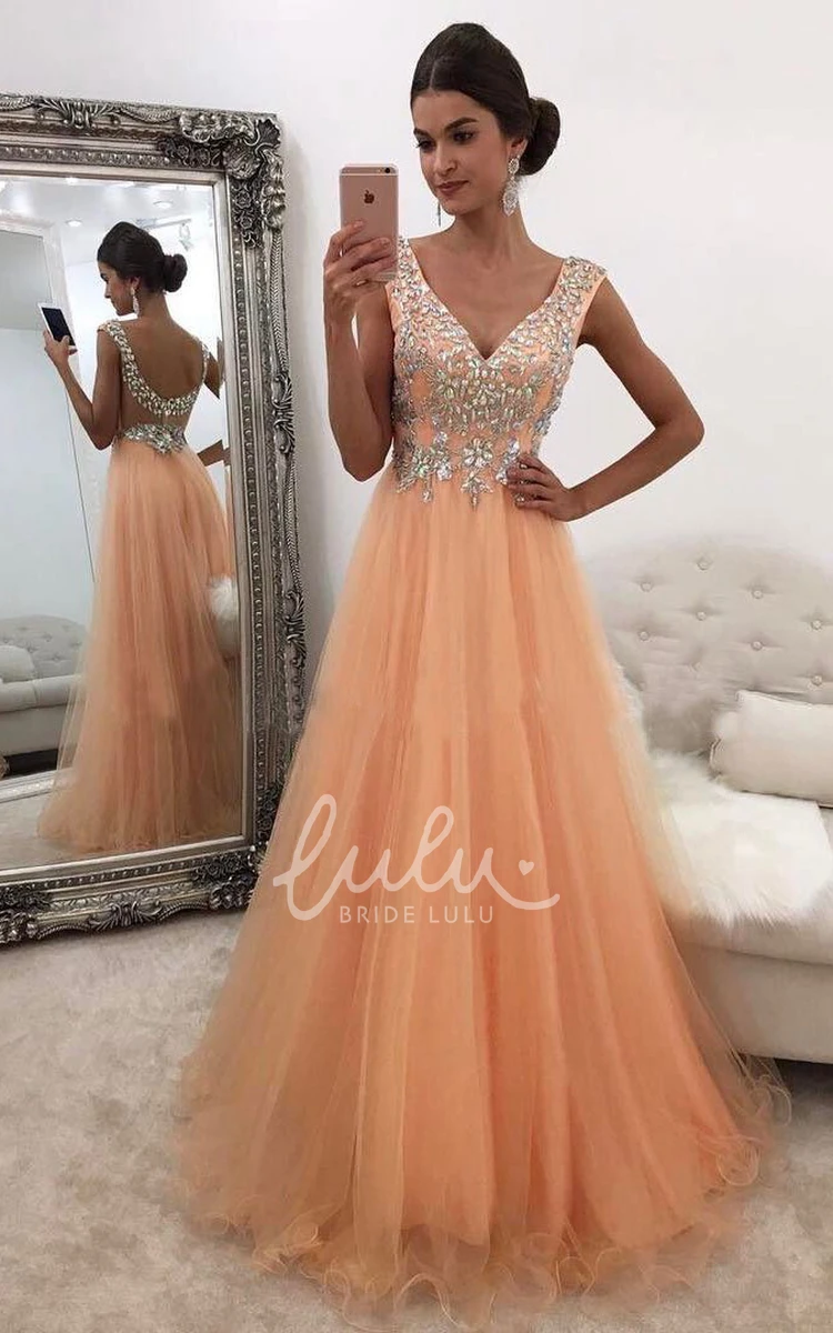 A-Line Tulle Floor-length Bridesmaid Dress with Short Sleeves