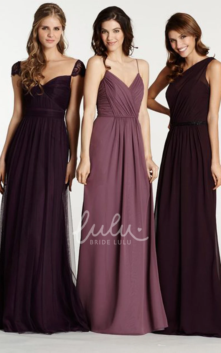 Spaghetti Chiffon Bridesmaid Dress with Ruching Maxi