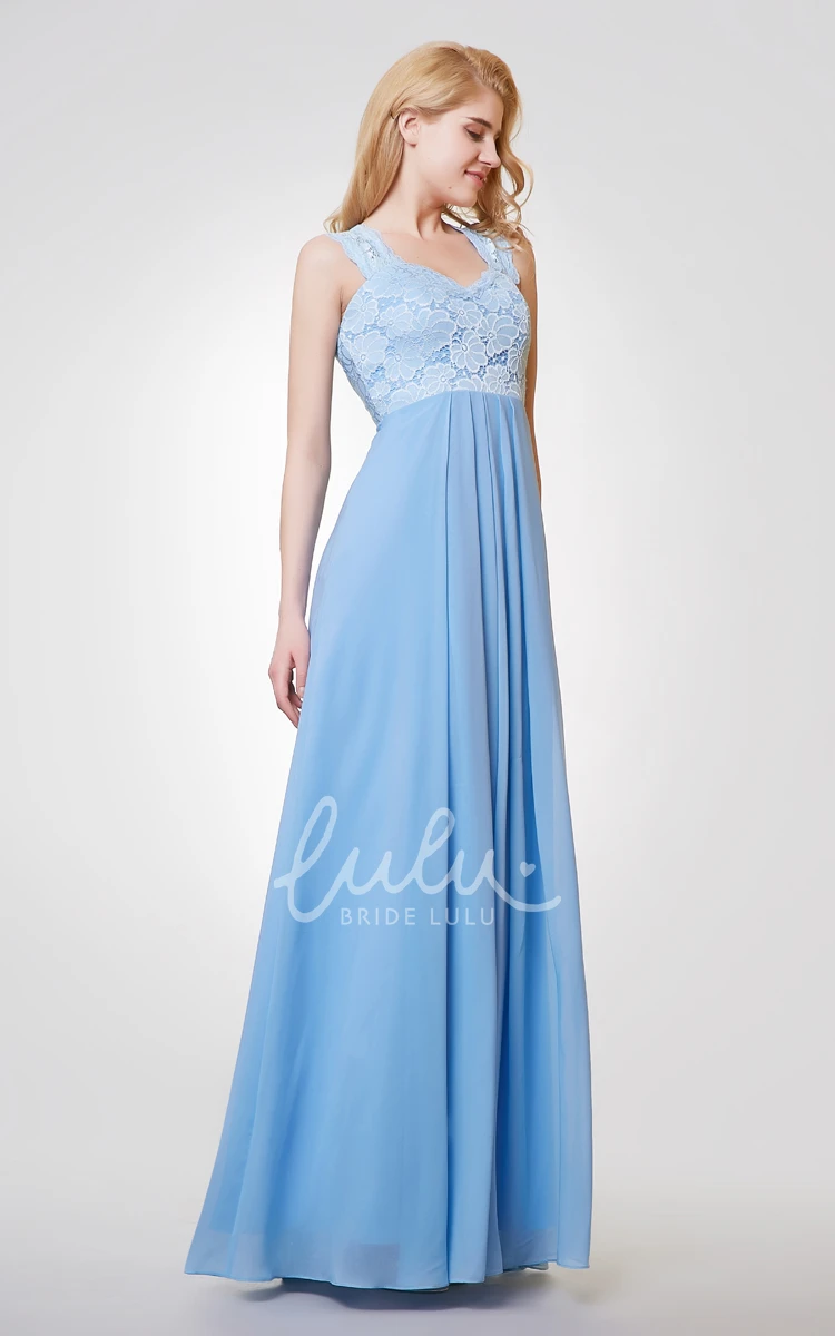 A-line Chiffon Lace Bridesmaid Dress Long Women's Bridesmaid Party Gown