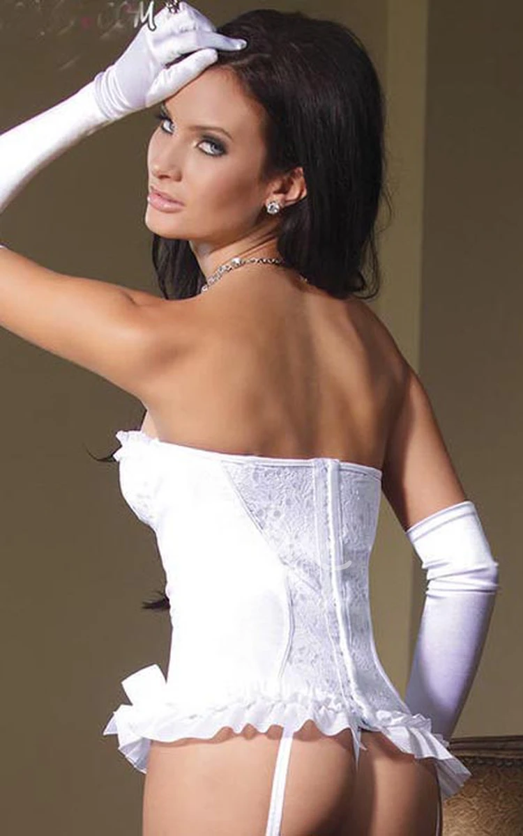 White Lace and Bow Corset Sexy Sweetheart Wedding Dress