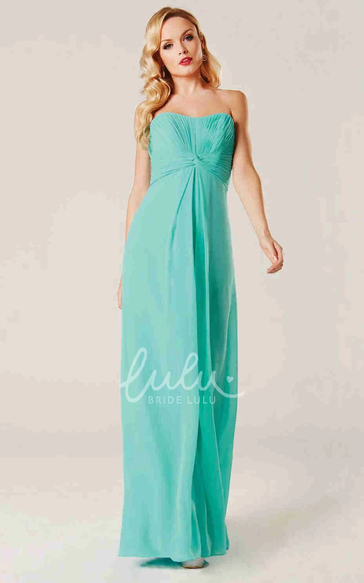 Strapless Sheath Bridesmaid Dress Ruched Empire Floor-Length
