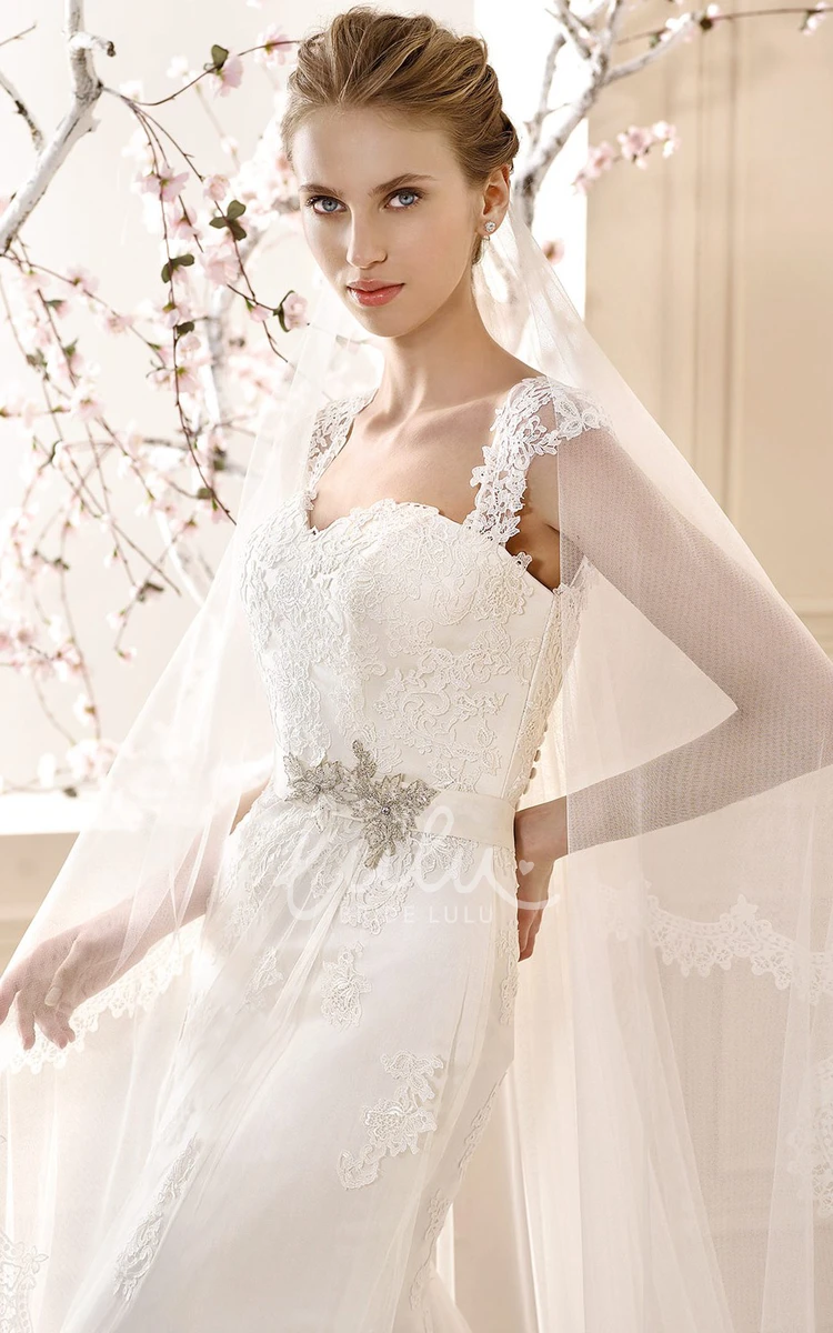 Strapped Sleeveless Lace Sheath Wedding Dress