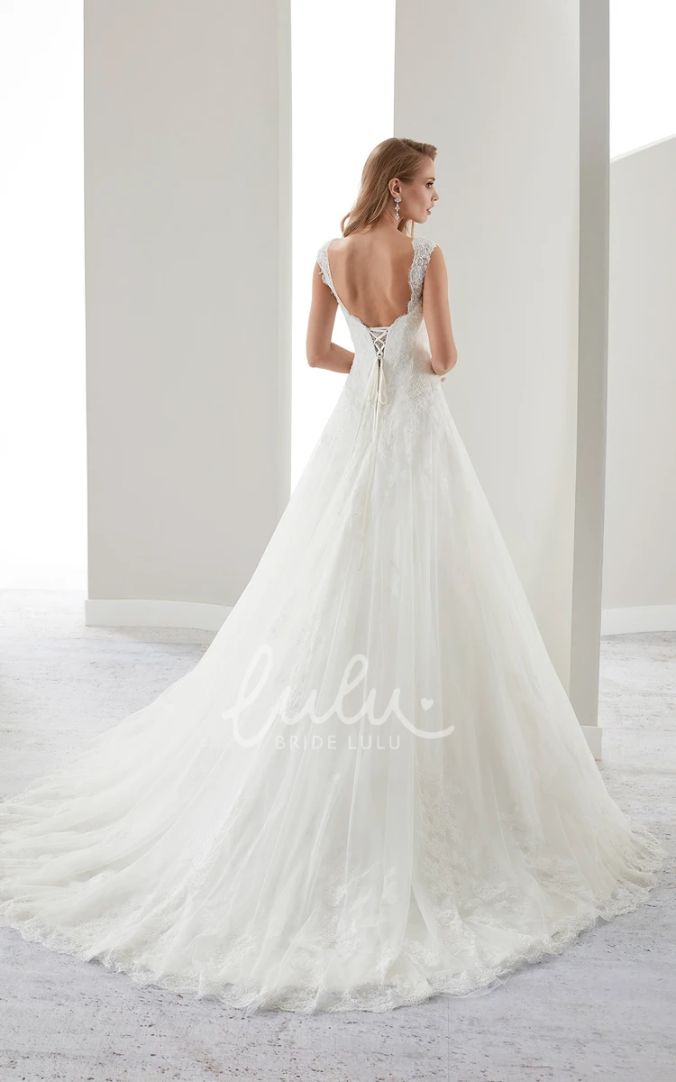 Applique Straps Sweetheart A-Line Wedding Dress with Lace-Up Back