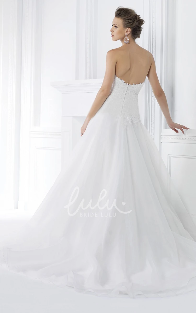 A-Line Lace Wedding Dress with Sweetheart Neckline and Beadings