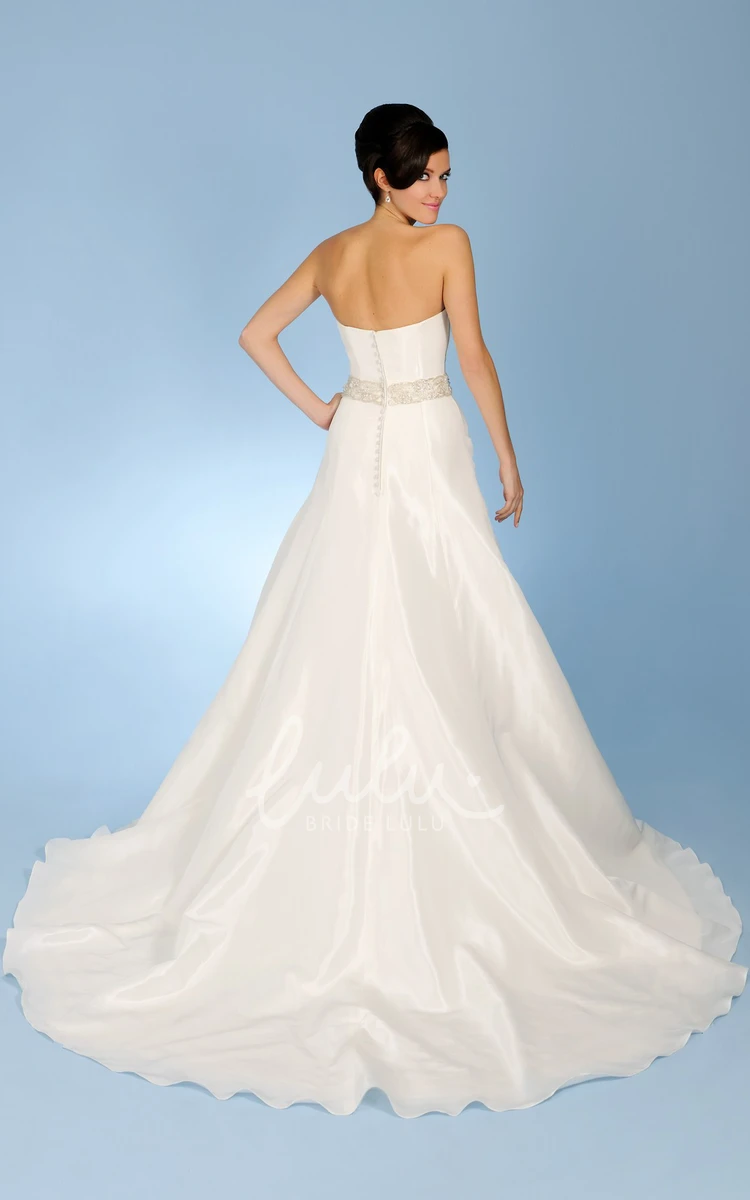 Cap-Sleeve Jeweled Taffeta Wedding Dress with Side Draping and Cape A-Line