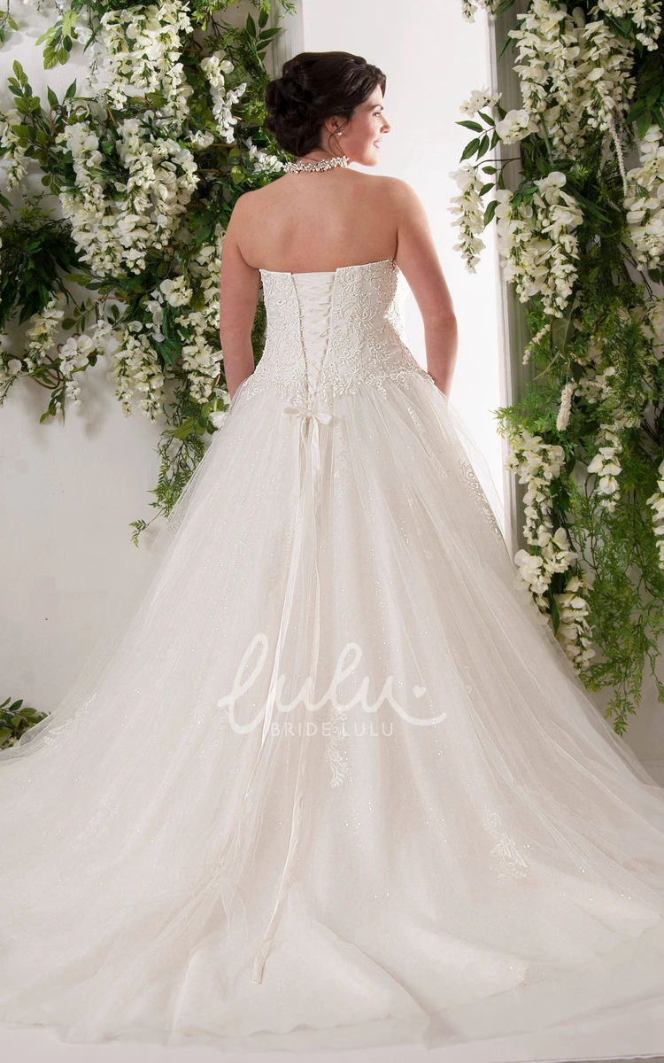 Lace A-Line Wedding Dress with Tulle Overlay and Sweetheart Neckline