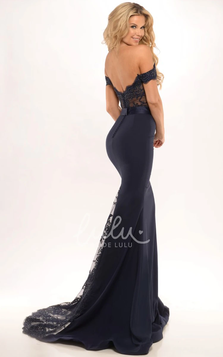 Floor-Length Lace Mermaid Prom Dress with Sweep Train