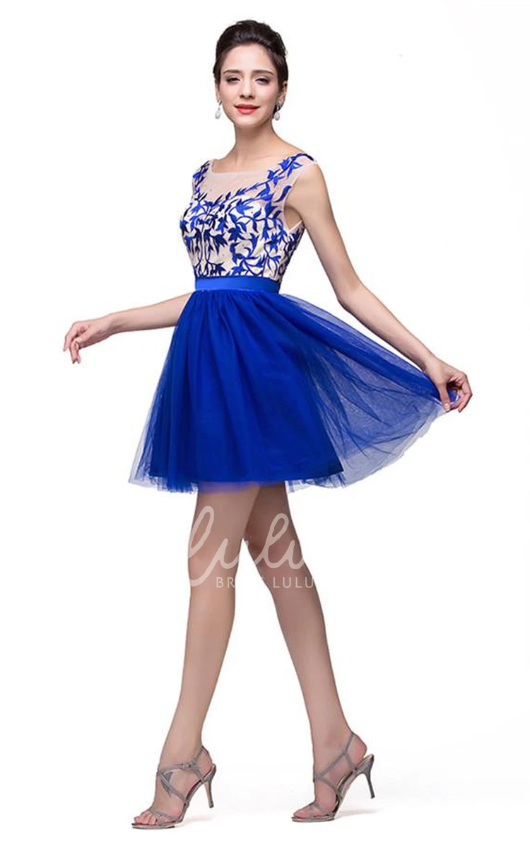 Sleeveless Short Homecoming Dress in Royal Blue with Appliques Elegant Bridesmaid Dress