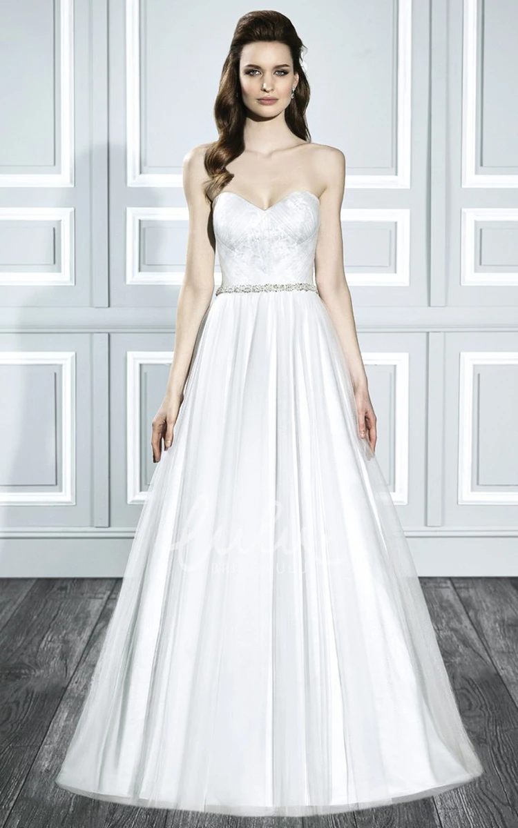 A-Line Sweetheart Wedding Dress with Jeweled Bodice and V-Back