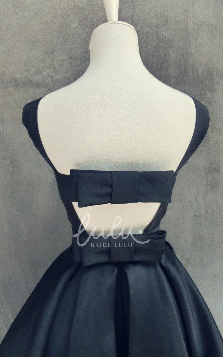 Open Back Mini A-line Satin Prom Dress Elegant and Modern