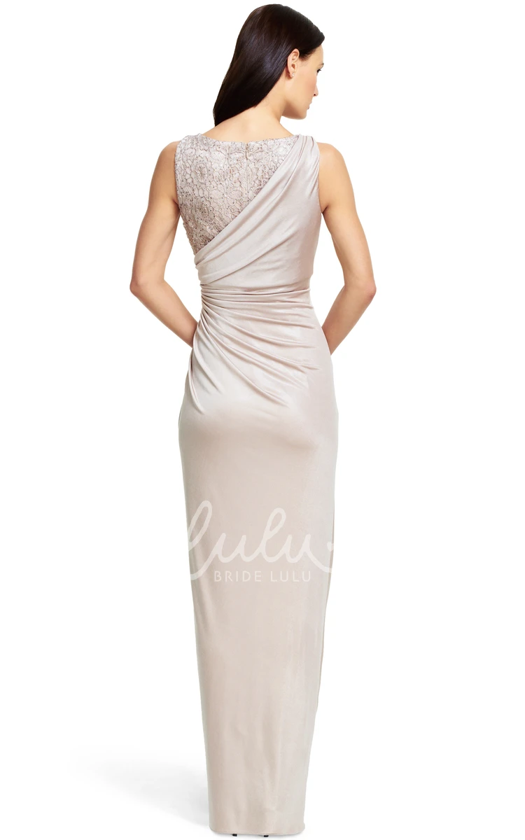 Sleeveless Sheath Bridesmaid Dress with Split-Front and Bateau Neck in Jersey