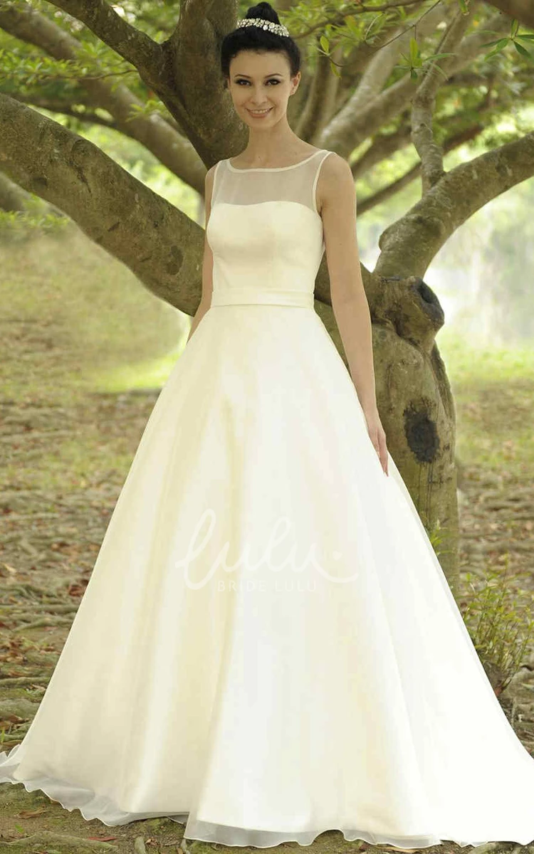 Chiffon Scoop-Neck Wedding Dress A-Line Floor-Length Wedding Dress